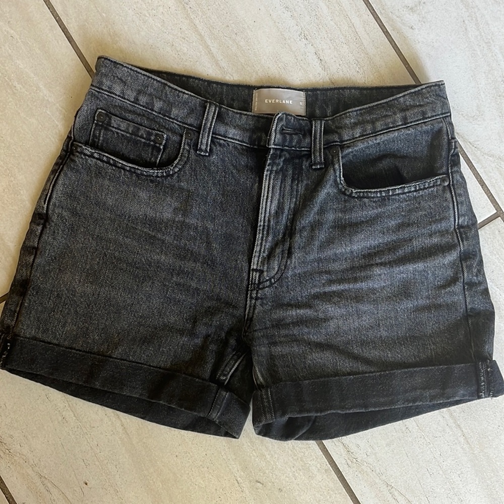 Everlane black denim short